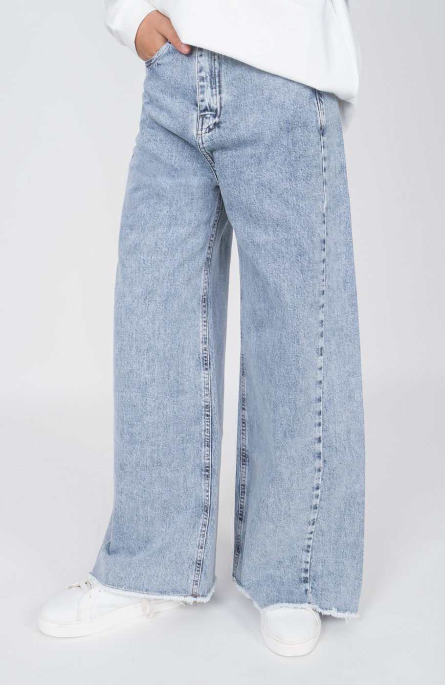 شلوار جین واید برش دار