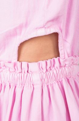 پیراهن کتان کمر کش آستین حلقه ای