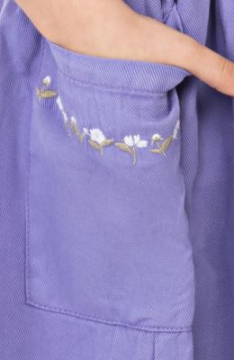 پیراهن کتان کمر کش آستین حلقه ای