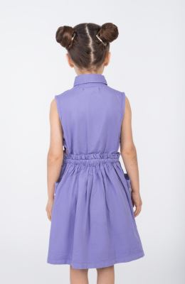 پیراهن کتان کمر کش آستین حلقه ای