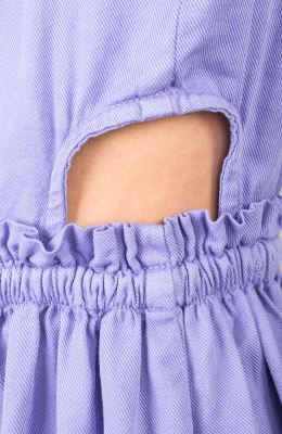 پیراهن کتان کمر کش آستین حلقه ای