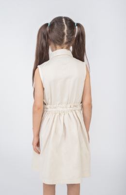 پیراهن کتان کمر کش آستین حلقه ای