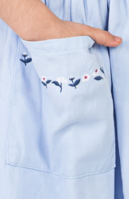 پیراهن کتان کمر کش آستین حلقه ای