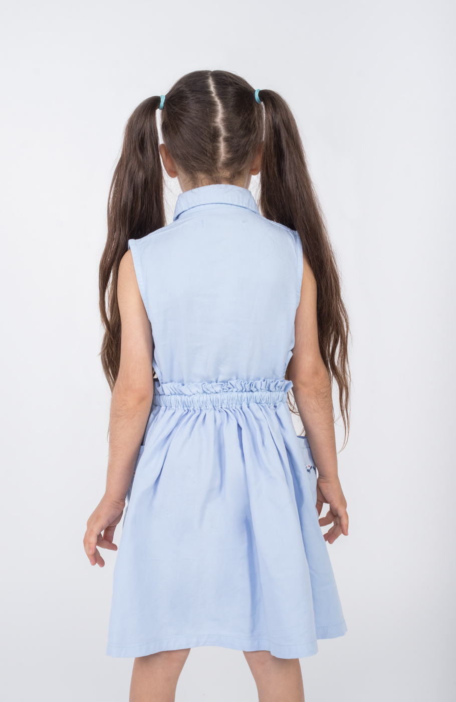 پیراهن کتان کمر کش آستین حلقه ای