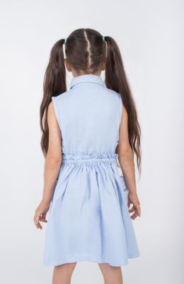 پیراهن کتان کمر کش آستین حلقه ای