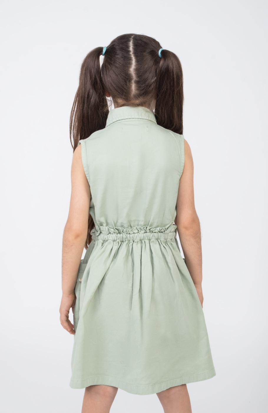 پیراهن کتان کمر کش آستین حلقه ای