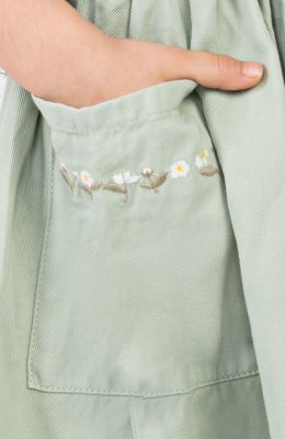 پیراهن کتان کمر کش آستین حلقه ای