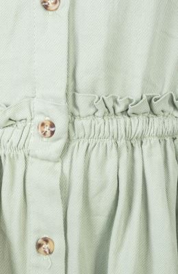 پیراهن کتان کمر کش آستین حلقه ای