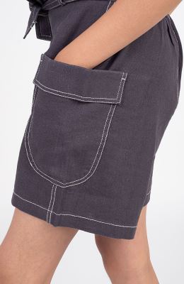 شلوارک لینن با دوخت نارنگ