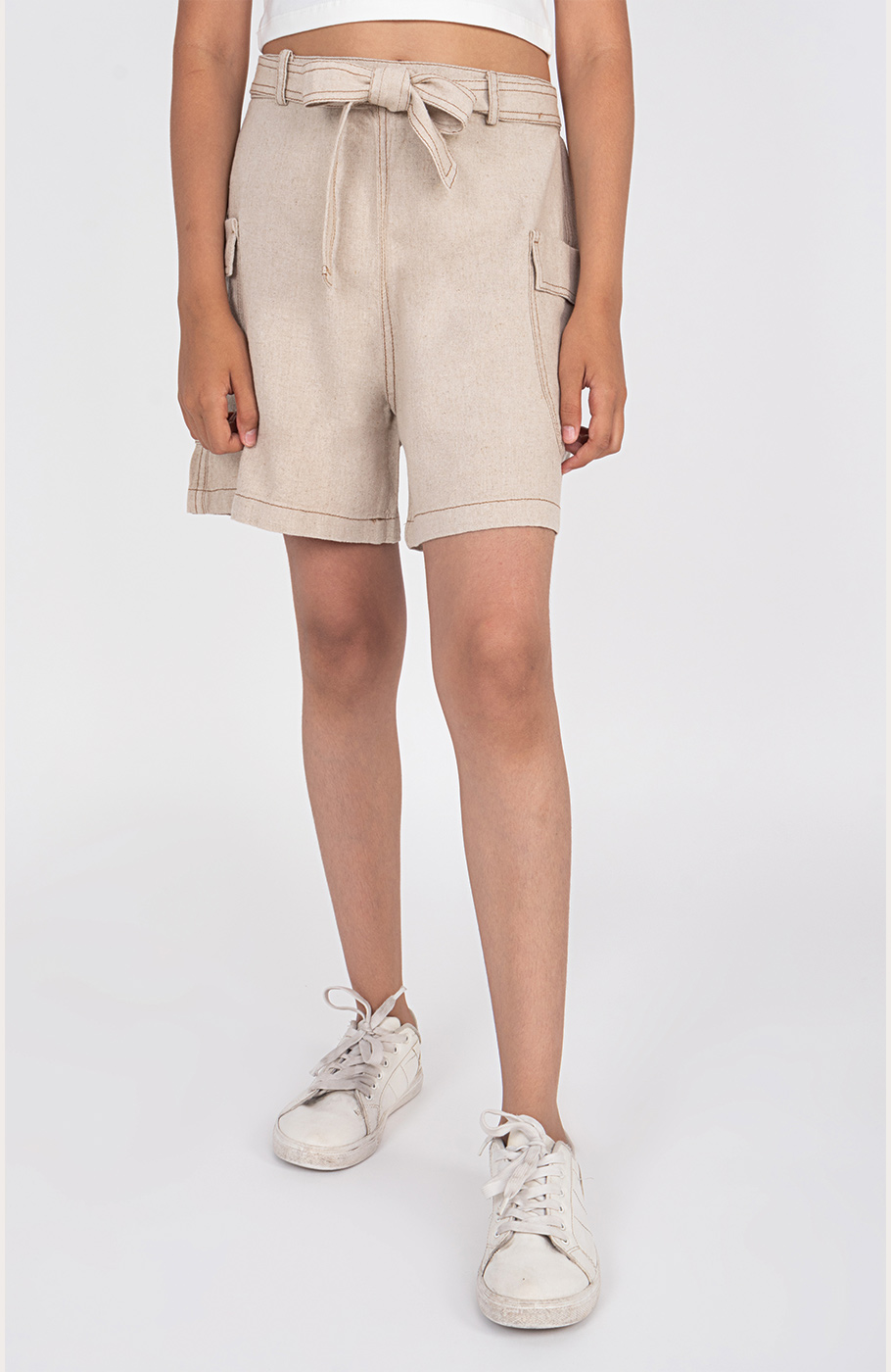 شلوارک لینن با دوخت نارنگ