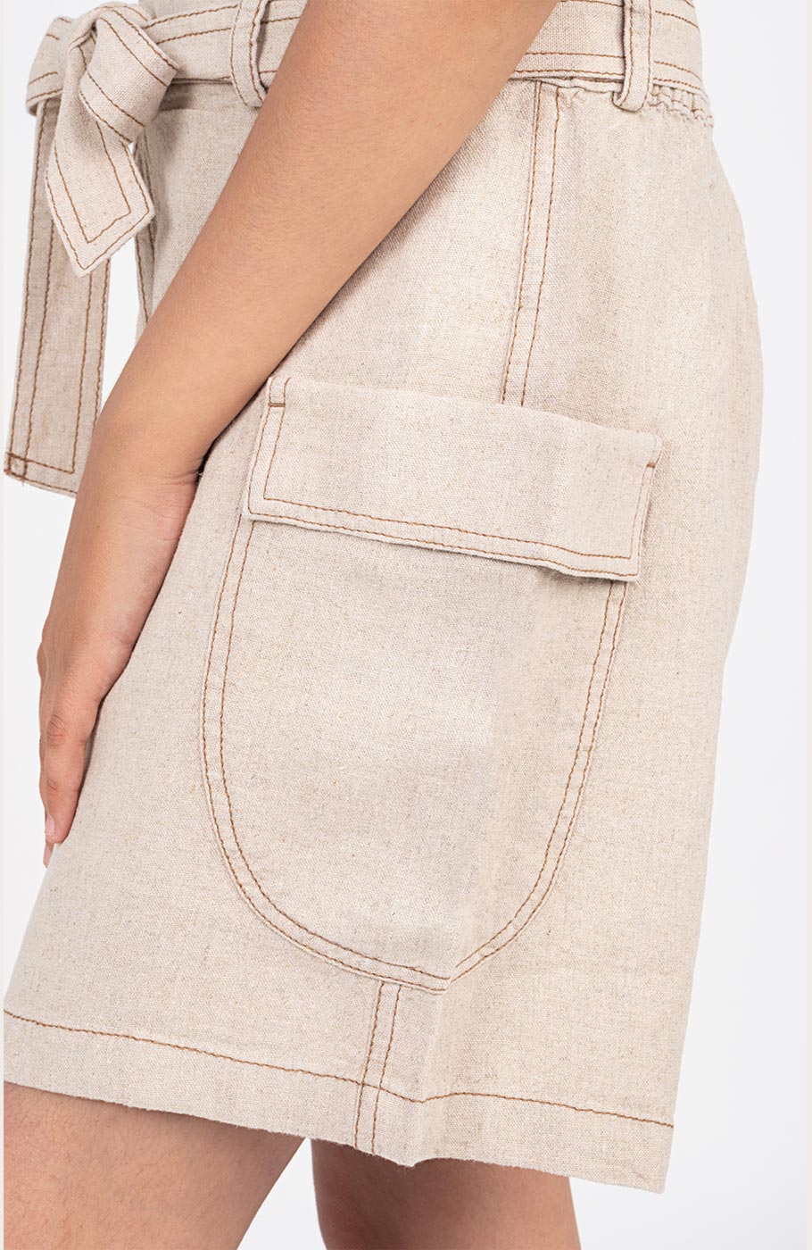 شلوارک لینن با دوخت نارنگ