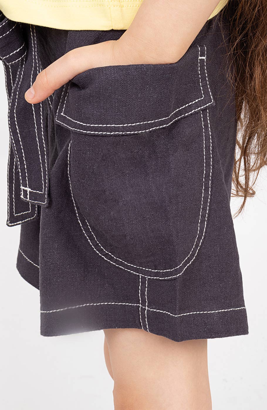 شلوارک لینن با دوخت نارنگ