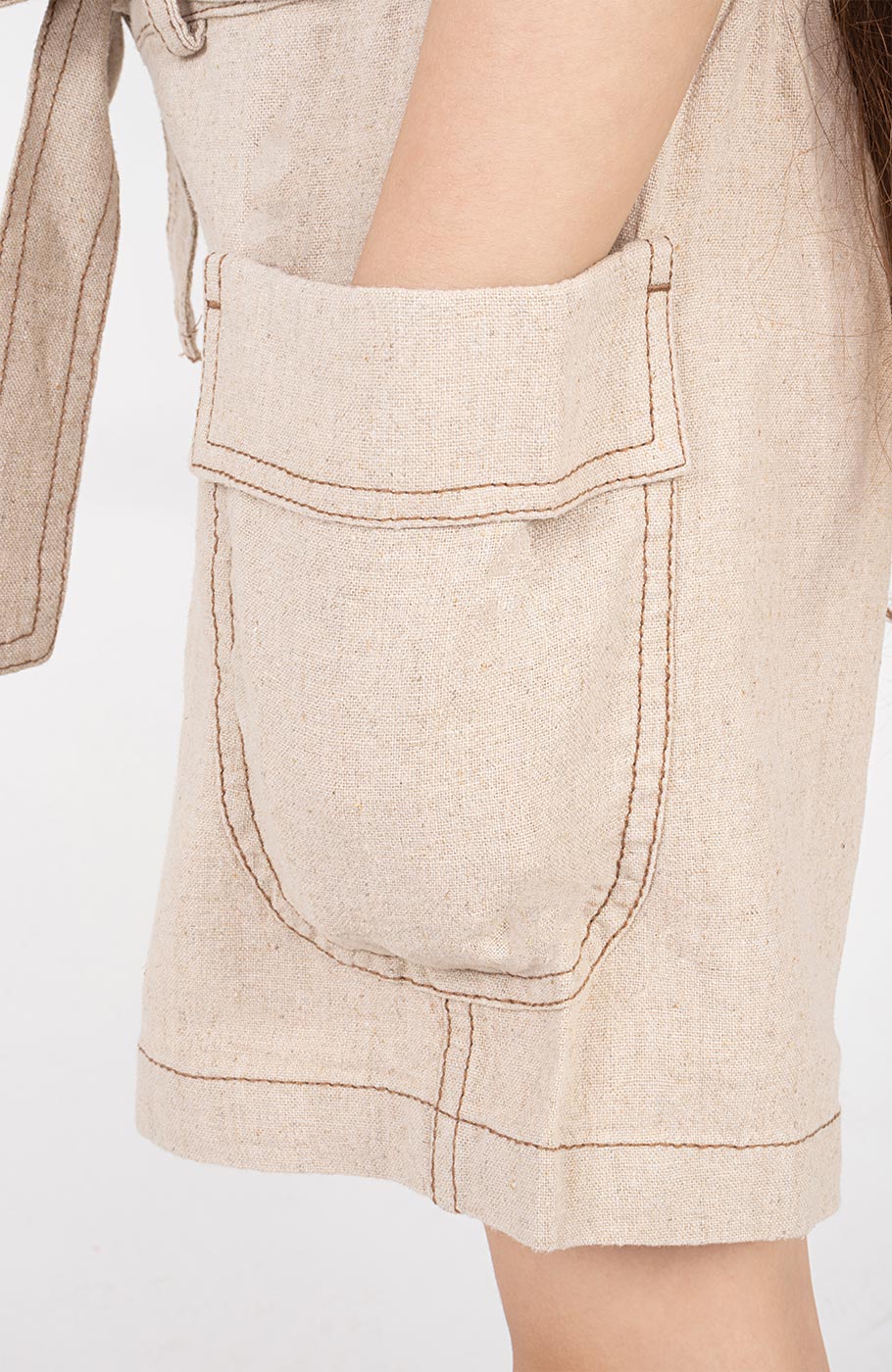 شلوارک لینن با دوخت نارنگ