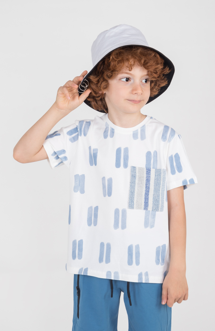 تیشرت یکرولایکرا با جیب حصیری بافت