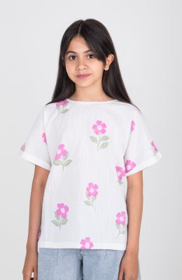 بلوز لینن اسلپ آستین کوتاه پاکتی