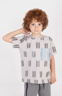 تیشرت یکرولایکرا با جیب حصیری بافت