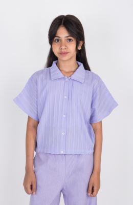 شومیز وال راه راه آستین کوتاه و تاپ یکرولایکرا