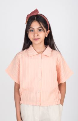 شومیز وال راه راه آستین کوتاه و تاپ یکرولایکرا