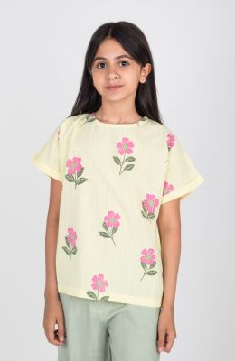 بلوز لینن اسلپ آستین کوتاه پاکتی