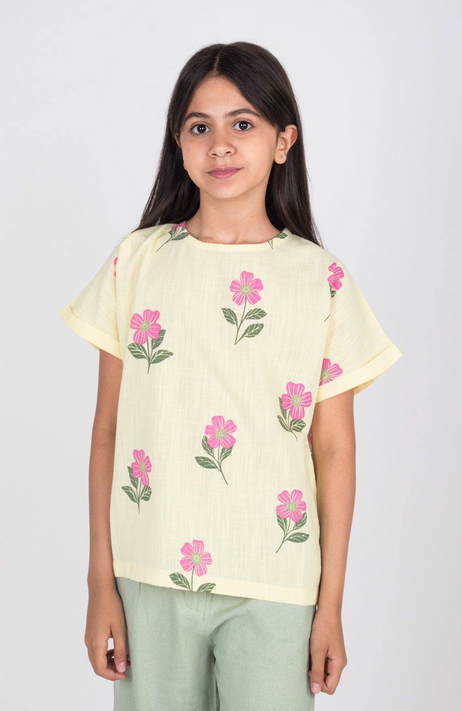 بلوز لینن اسلپ آستین کوتاه پاکتی