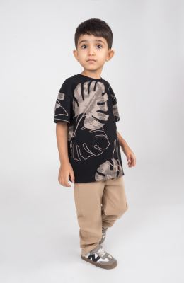 تیشرت یکرولایکرا آستین افتاده تمام چاپ