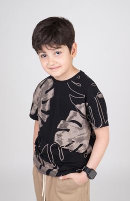 تیشرت یکرولایکرا آستین افتاده تمام چاپ