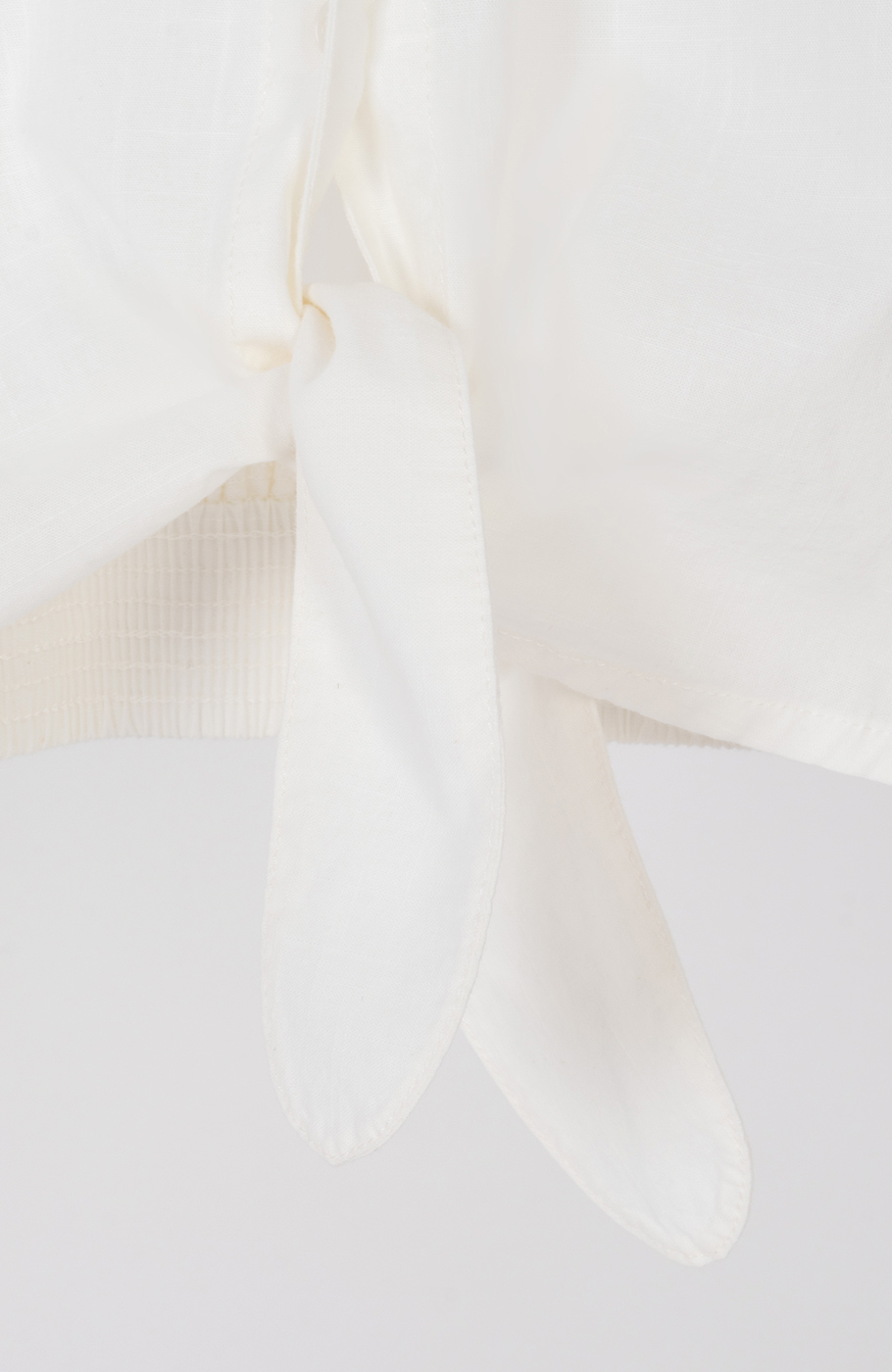 شومیز لینن اسلپ آستین کوتاه جلو گره ای