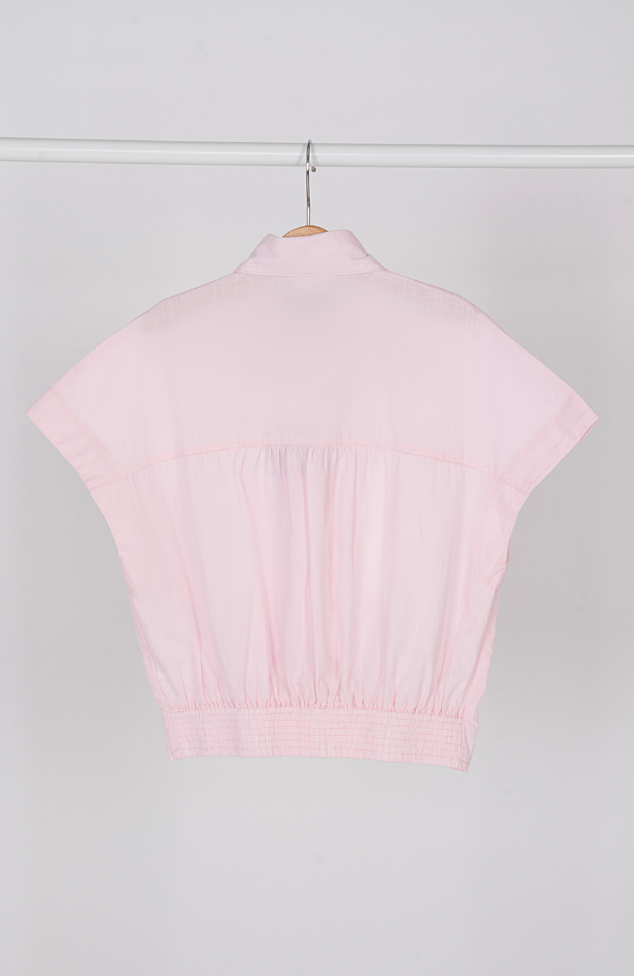 شومیز لینن اسلپ آستین کوتاه جلو گره ای