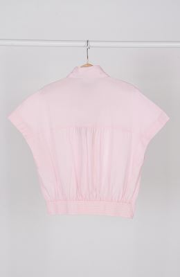 شومیز لینن اسلپ آستین کوتاه جلو گره ای