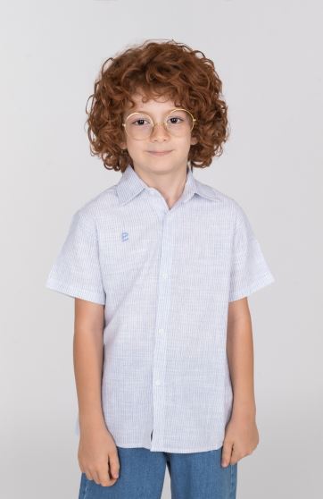 شومیز ساده بافت راه راه آبرنگی آستین کوتاه