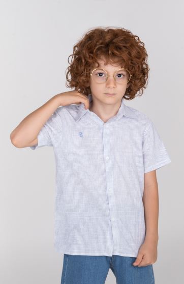 شومیز ساده بافت راه راه آبرنگی آستین کوتاه