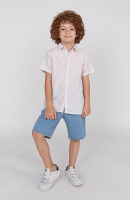 شومیز ساده بافت راه راه آبرنگی آستین کوتاه