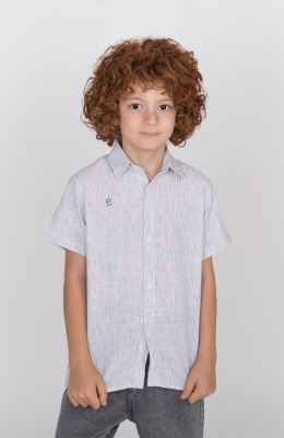 شومیز ساده بافت راه راه آبرنگی آستین کوتاه