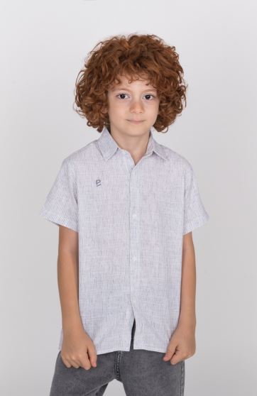 شومیز ساده بافت راه راه آبرنگی آستین کوتاه