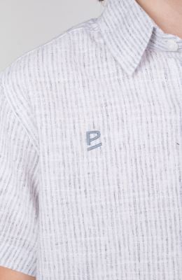 شومیز ساده بافت راه راه آبرنگی آستین کوتاه