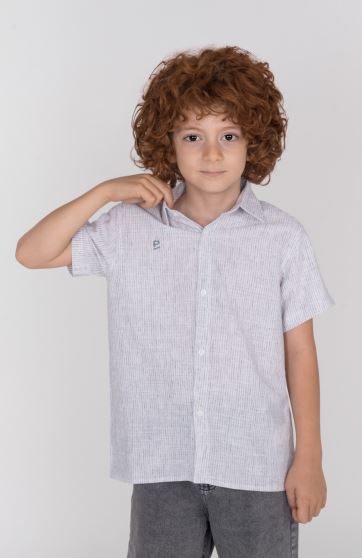 شومیز ساده بافت راه راه آبرنگی آستین کوتاه