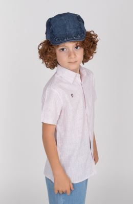 شومیز ساده بافت راه راه آبرنگی آستین کوتاه