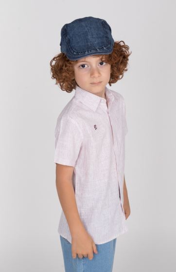 شومیز ساده بافت راه راه آبرنگی آستین کوتاه