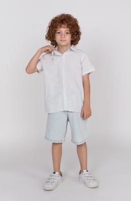 شومیز ساده بافت راه راه آبرنگی آستین کوتاه