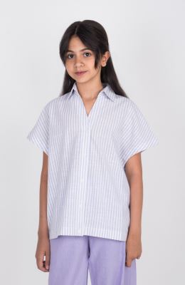 شومیز ساده بافت راه راه آستین کوتاه