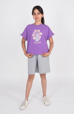 تیشرت یکرولایکرا آستین پاکتی (ست با کد 10654)