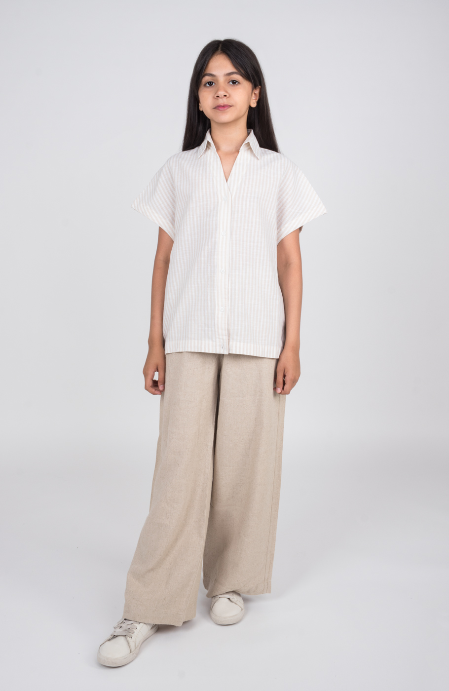 شومیز ساده بافت راه راه آستین کوتاه