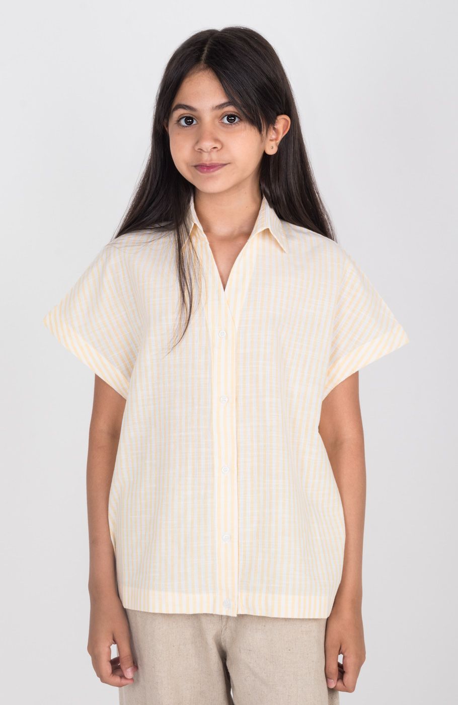 شومیز ساده بافت راه راه آستین کوتاه