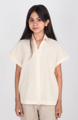 شومیز ساده بافت راه راه آستین کوتاه