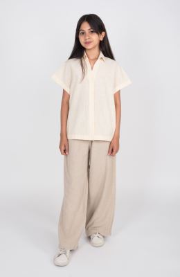 شومیز ساده بافت راه راه آستین کوتاه