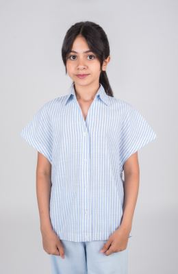 شومیز ساده بافت راه راه آستین کوتاه