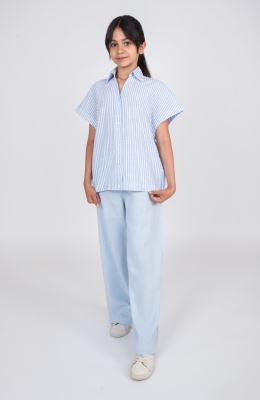 شومیز ساده بافت راه راه آستین کوتاه