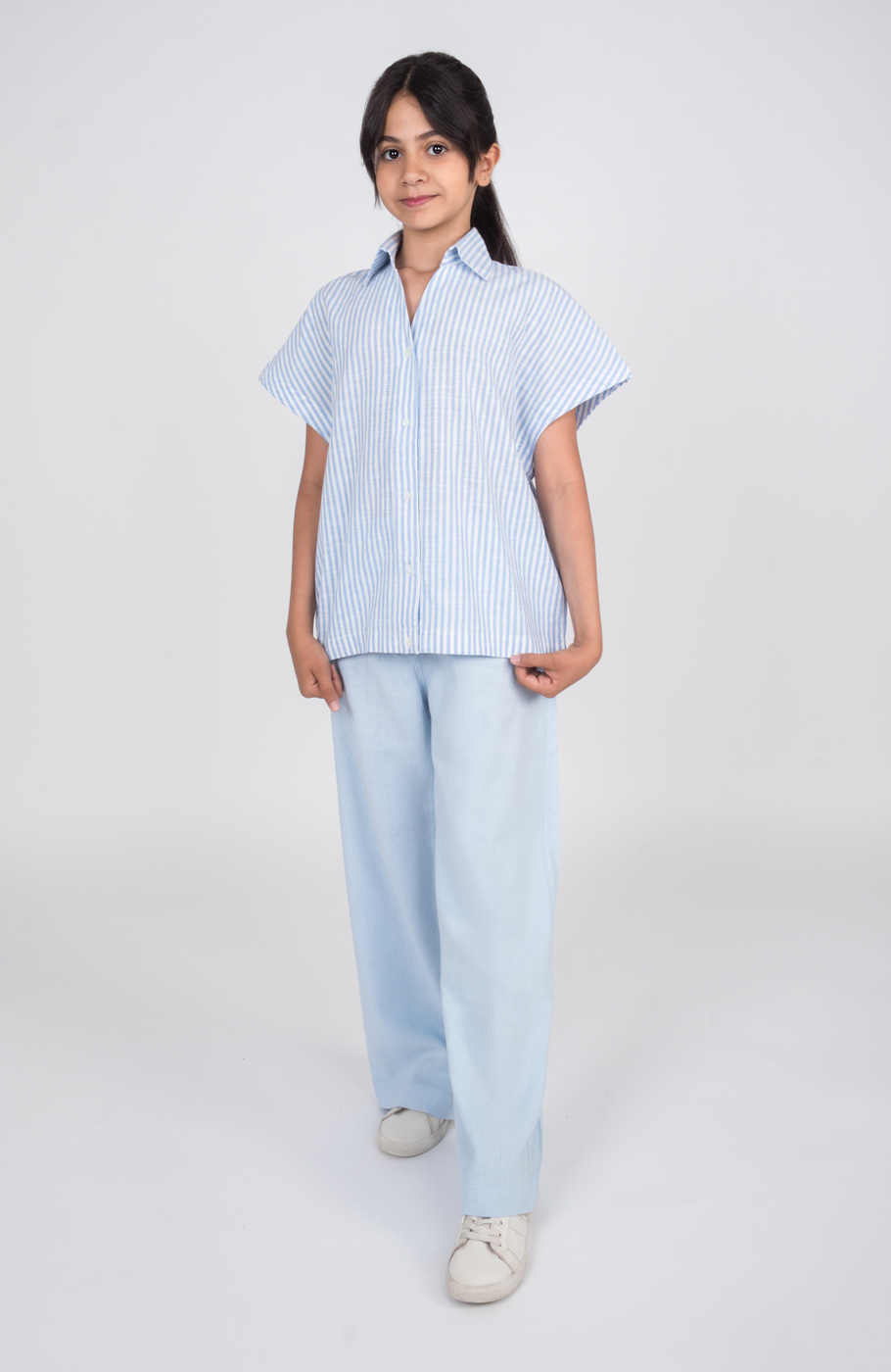 شومیز ساده بافت راه راه آستین کوتاه