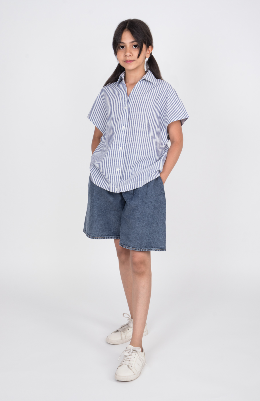 شومیز ساده بافت راه راه آستین کوتاه