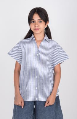 شومیز ساده بافت راه راه آستین کوتاه